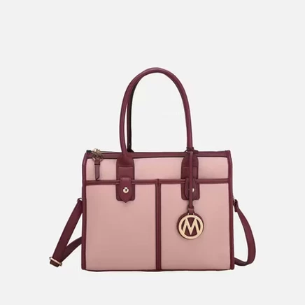 Livia Women's Satchel Bag Vegan Leather by Mia K pink - wine