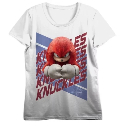 Женская белая футболка с круглым вырезом и коротким рукавом Movie 3 Knuckles белого цвета