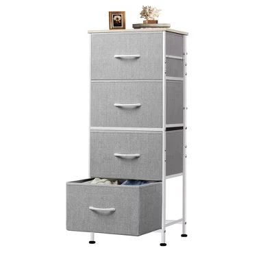 Комод DEXYLLO с 4 тканевыми ящиками, серый