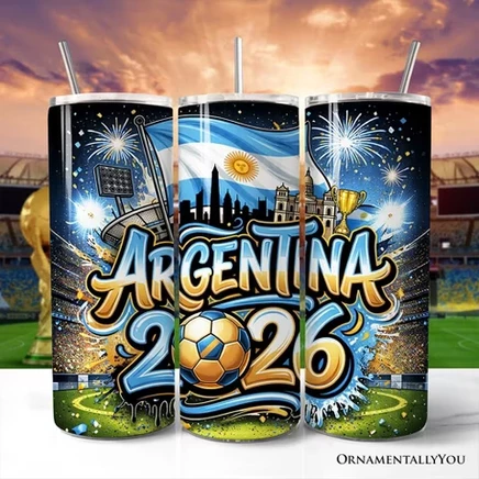 Чемпионат мира по футболу в Аргентине 2026, Кубок мира по футболу, стакан на 20 унций с крышкой и соломинкой из нержавеющей стали, подарочный кубок для болельщиков (НЕСТАНДАРТНЫЙ) | разноцветный