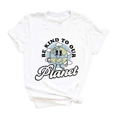 Women's Be Kind To Our Planet Short Sleeve Graphic Tee white