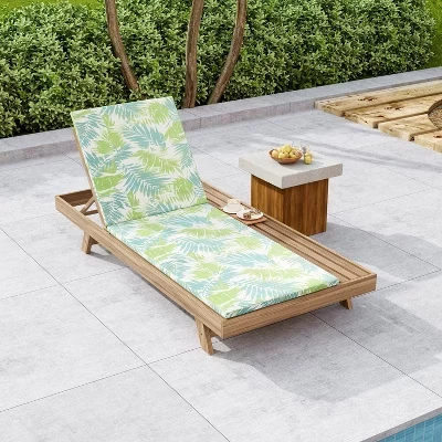 Многоцветный регулируемый шезлонг Dara Outdoor из дерева акации с подушкой и плоской поверхностью для хранения