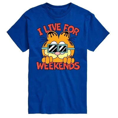 Мужская футболка Garfield I Live For Weekends, синяя