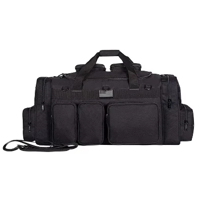 K-Cliffs Tactical Range Duffel Сверхпрочная запирающаяся дорожная сумка, 33-дюймовая спортивная сумка для спортзала с нашивкой в виде флага США, Большая черная