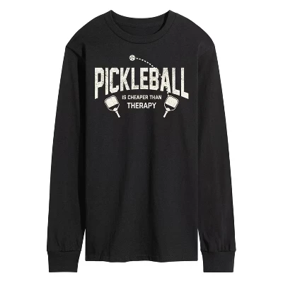 Мужская футболка с длинным рукавом и рисунком Pickleball дешевле, чем Therapy, черная