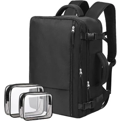 Large Travel Backpack for Men & Women – TSA Flight Approved, Waterproof Anti-Theft 17.3 Inch Laptop Hiking Bag (Black) black