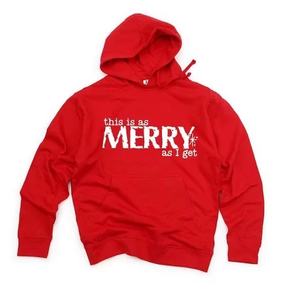 Женская толстовка с капюшоном с рисунком Merry as I Get red