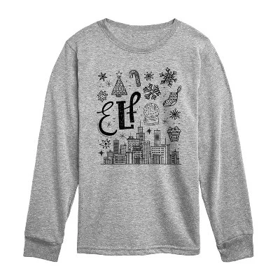 Футболка с длинным рукавом и графическим рисунком Black Icon Doodles athletic heather
