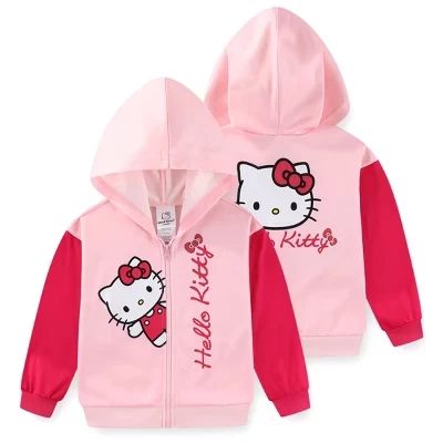Детское худи hello kitty на молнии, розовое