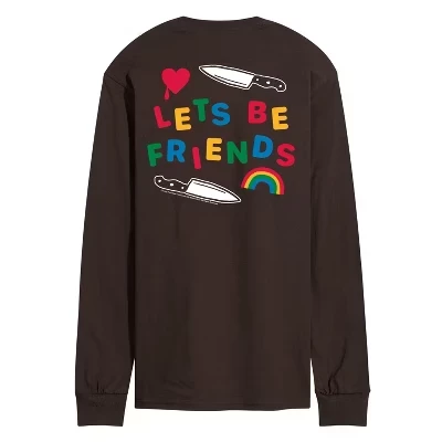 Мужская футболка Let's Be Friends с длинным рукавом и рисунком темно-коричневого цвета