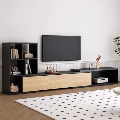ТВ тумба Harper&Bright Designs раздвижная до 110″, черная