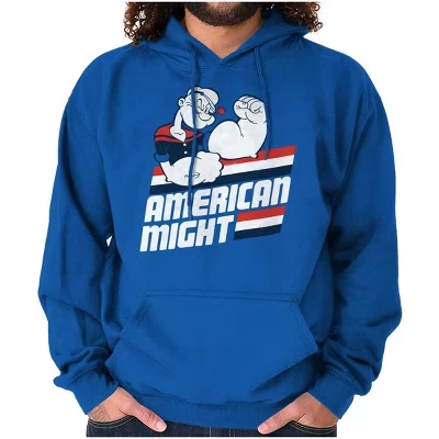 Толстовка с капюшоном Popeye The Sailor Man American Might Hoodie Женская мужская лицензионная черная