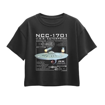 Футболка NCC 1701 USS Enterprise с коротким рукавом и квадратным рисунком, черная