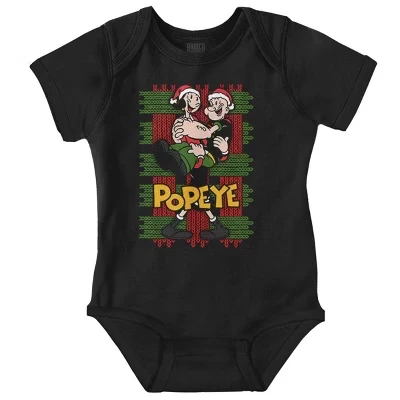 Детский комбинезон Popeye Olive Oyl Ugly Christmas для мальчиков или девочек черный