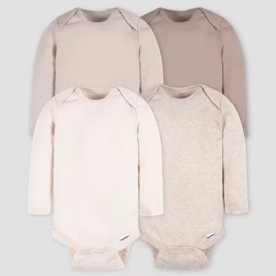 Детские боди Gerber, 4 шт., длинный рукав, коричневые