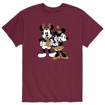 Мужская футболка Disney Mickey Minnie Sparkle, бордовая