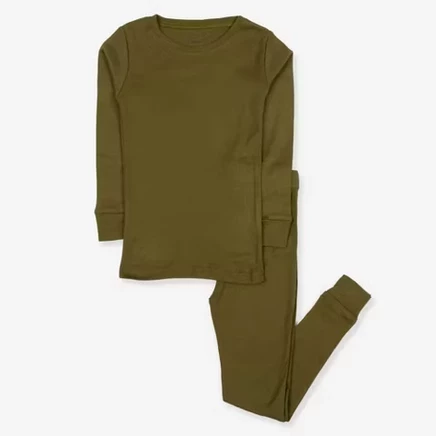 Детская пижама Leveret Boho из хлопка, оливковая
