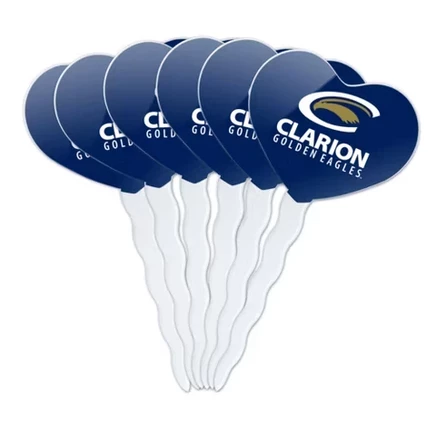 Основной логотип Clarion University Foundation - Сердечко с любовью, Набор для украшения кексов и топперов из 6 штук
