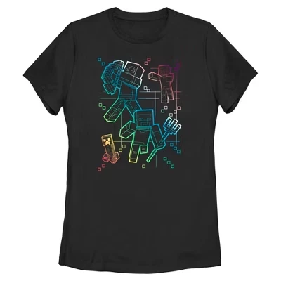 Женская футболка Rainbow Characters Lines черного цвета