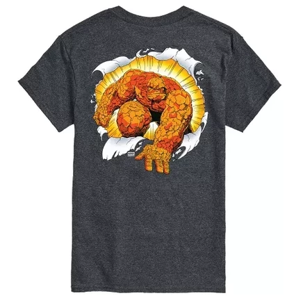 Мужская футболка Fantastic Four Thing Break Through с коротким рукавом и графическим рисунком heather charcoal
