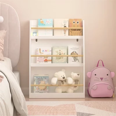 3 Tier Kids Bookshelf, Baby Book Rack Storage Organizer for Playroom Bedroom Nursery white