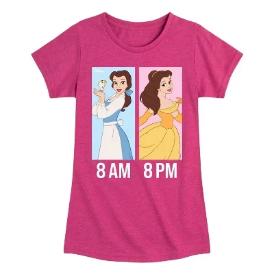Детская футболка Disney Princess Белль, фуксия меланж
