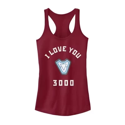 Женская майка для юниоров I Love You 3000 Iron Man Reactor Racerback алого цвета