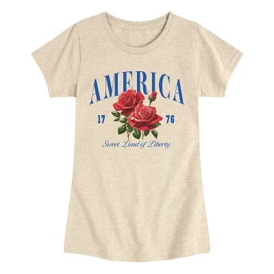 Футболка для девочек Instant Message American Roses, бежевая