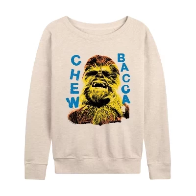 Женская легкая французская махровая рубашка Chewie Pop с широким вырезом и длинным рукавом, выполненная в графическом стиле.