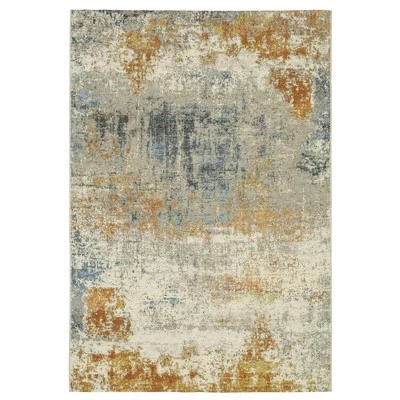 Абстрактный бежевый/оранжевый ковер Navarre Distressed Elements для помещений и улицы