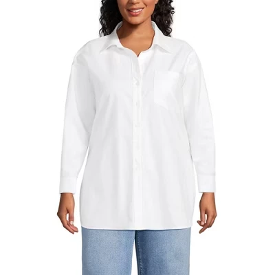 Женская рубашка Oxford Oversize на пуговицах спереди белого цвета