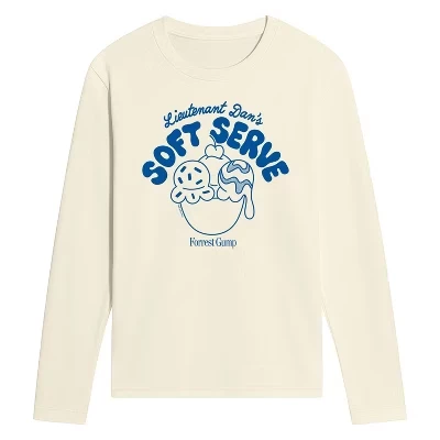 Мужская - - - Лейтенант. Футболка с длинным рукавом Dan's Soft Serve с графическим рисунком из натурального