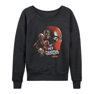 Женская - - Deadpool & Wolverine We - легкая французская махровая рубашка с широким вырезом и длинным рукавом с графическим рисунком heather charcoal