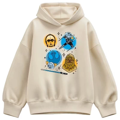 Женская толстовка с капюшоном Rebels Tattoo Oversize из флиса кремового цвета