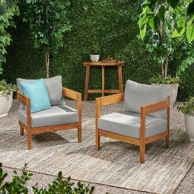 Клубный стул Brooklyn Outdoor из дерева акации с подушками (комплект из 2-х)
