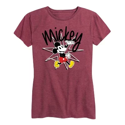Женская футболка с коротким рукавом Mickey Star Burst с графическим рисунком бордового цвета