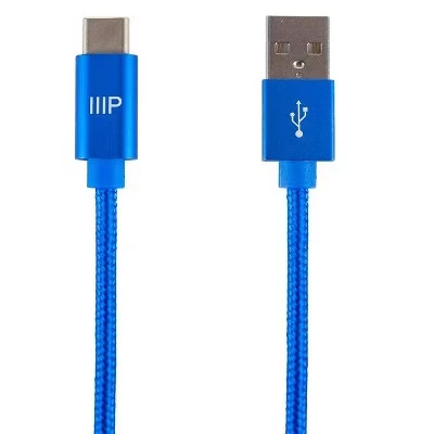 Кабель Monoprice USB-C — USB-A 0,91 м нейлоновый, синий