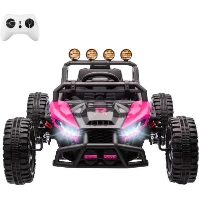 Детский электромобиль UTV 24 В, Детский игрушечный автомобиль для катания, Мощный электромобиль мощностью 130 Вт с дистанционным управлением, светодиодной подсветкой, амортизатором, розовой музыкой