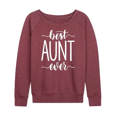 Женская рубашка Best Aunt Ever из легкой французской махровой ткани с широким вырезом и длинным рукавом с графическим рисунком цвета хизер бордовый