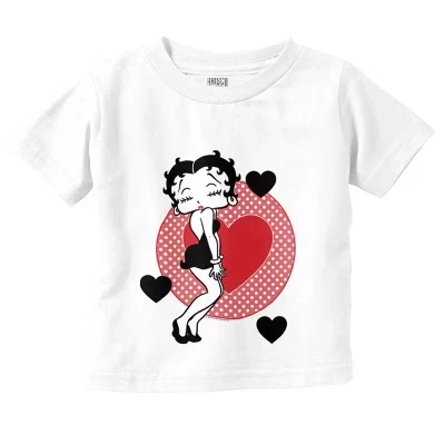 Футболка Betty Boop Cute Sassy Kissy Face для маленьких девочек лицензионного белого цвета