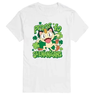 Мужская футболка с коротким рукавом Meowth и рисунком 