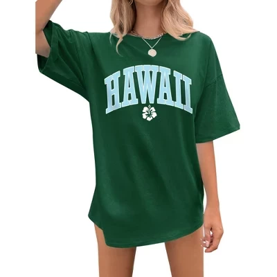 Женская футболка nlife hawaii оверсайз с цветком, зеленая