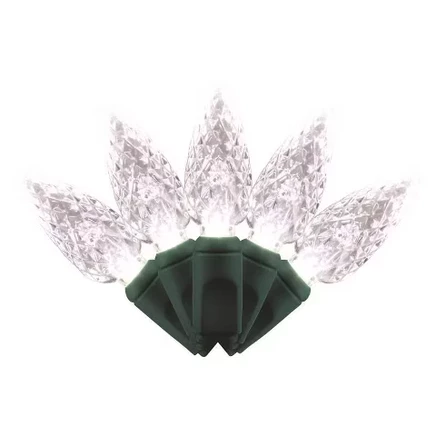 Платиновые светодиодные рождественские гирлянды C6 Pure White весом 50 карат длиной 25 футов.
