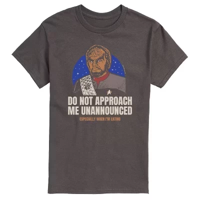 Мужская футболка Worf Do Not Approach Me с коротким рукавом и рисунком цвета древесного угля