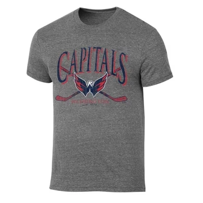 Мужская серая трехцветная футболка Washington Capitals с коротким рукавом