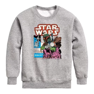 Boba Fett Comic Cover Graphic Long Sleeve Fleece Sweatshirt athletic heather
