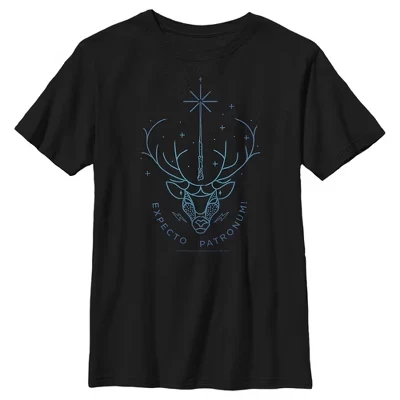 Футболка для мальчика Stag Patronus Line Art, черная