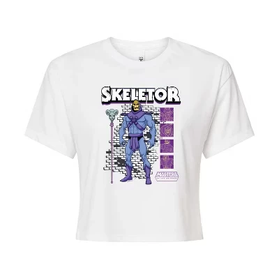 Женская укороченная футболка с рисунком Skeletor, белая