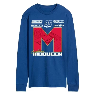 Мужская футболка Lightning McQueen Race Jersey с длинным рукавом и графическим рисунком, синяя