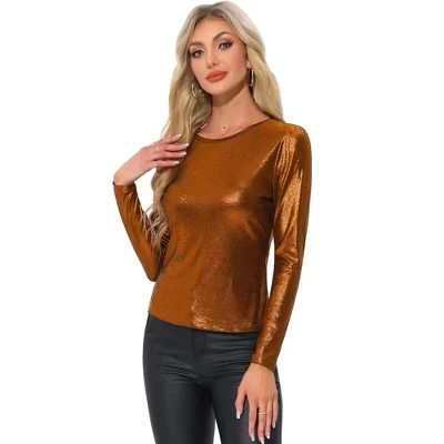 Женский металлизированный топ INSPIRE CHIC, оранжевый